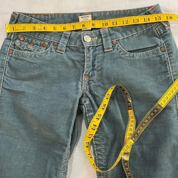 True Religion Womens Vintage Low Rise Flare Blue Corduroy Pants Y2K Joey Sz 28 - Picture 11 of 15